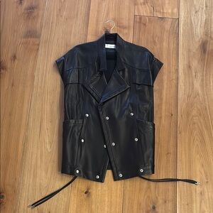 Iro Black Leather Vest with Silver Accents